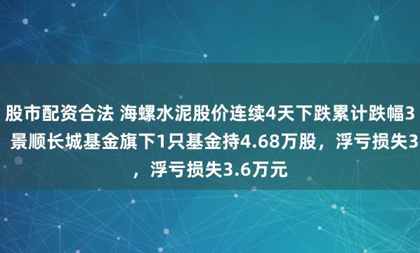 股市配资合法 海螺水泥股价连续4天下跌累计跌幅3.98%，景顺长城基金旗下1只基金持4.68万股，浮亏损失3.6万元
